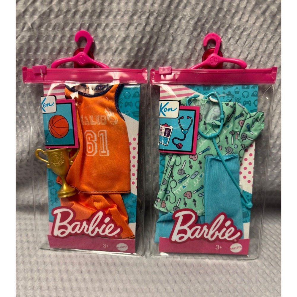 Barbie‎ Ken Outfits Clothes Medical and Malibu Basketball Trophy Accessory Lot 2